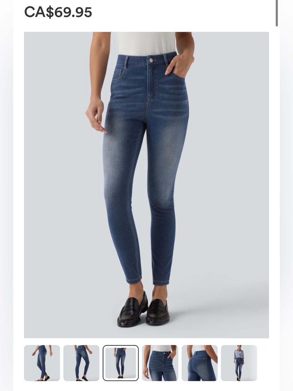 Halara High-Rise Skinny Jeans in Medium Blue